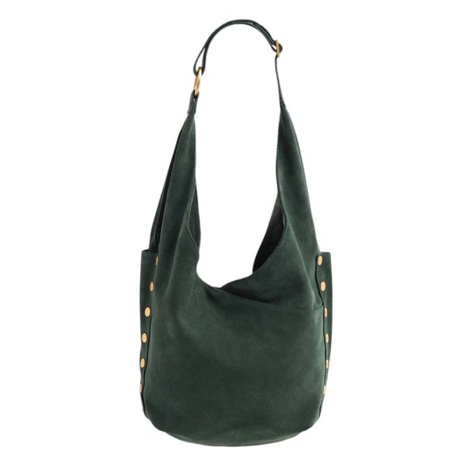 Hammitt Tom Zip Shoulder Bag, Green Room Suede and Brushed Yellow Gold Hardware