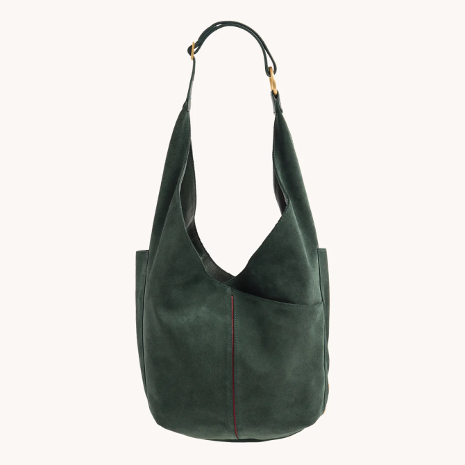 Hammitt Tom Zip Shoulder Bag, Green Room Suede and Brushed Yellow
