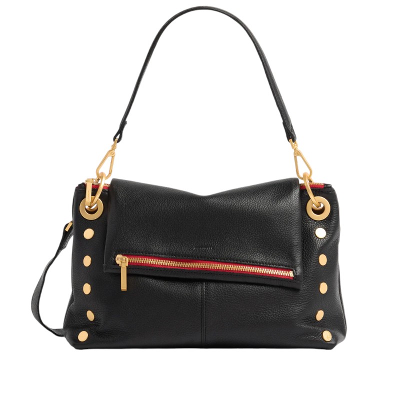 Hammitt VIP Grand Top Handle Bag, Black and Brushed Yellow Gold Hardware