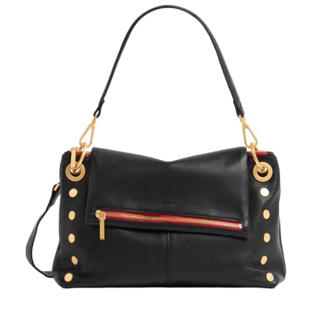 Hammitt VIP Grand Top Handle Bag, Black and Brushed Yellow Gold Hardware