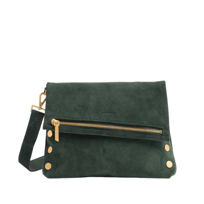 Hammitt VIP Medium Crossbody Bag, Green Room Suede and Brushed Yellow Gold Hardware