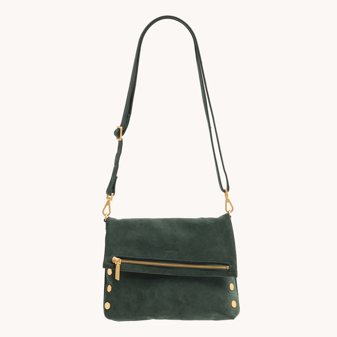 Hammitt VIP Medium Crossbody Bag, Green Room Suede and Brushed Yellow Gold Hardware