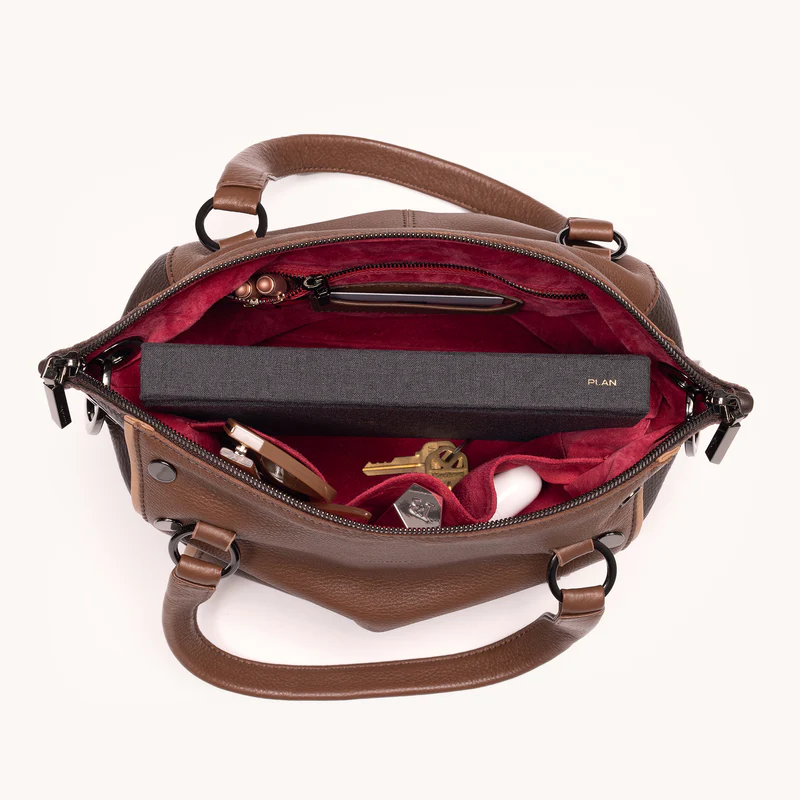 Hammitt Daniel Medium Top Handle Bag, Orchestra Brown and Gunmetal Hardware