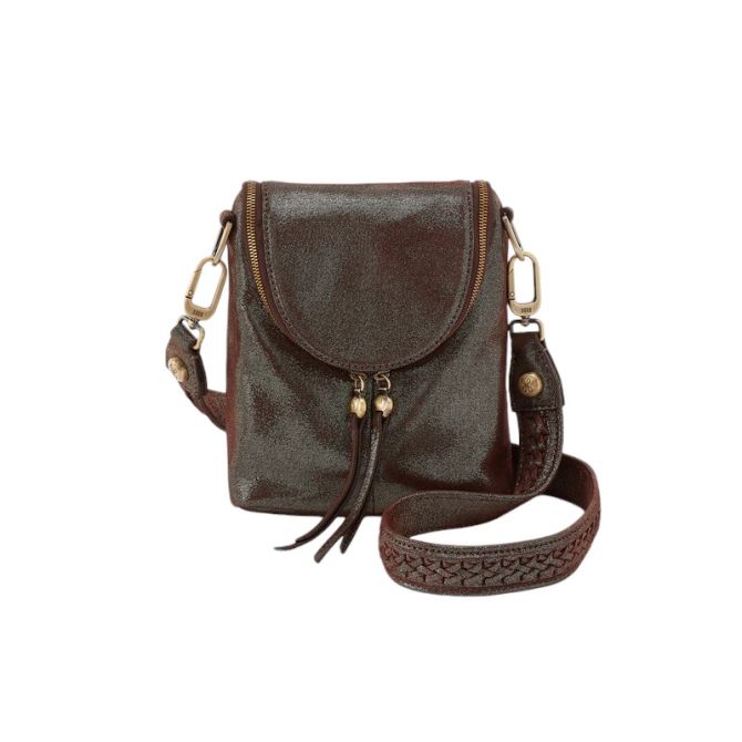 HOBO Fern Crossbody, Coffee Galaxy Metallic Leather