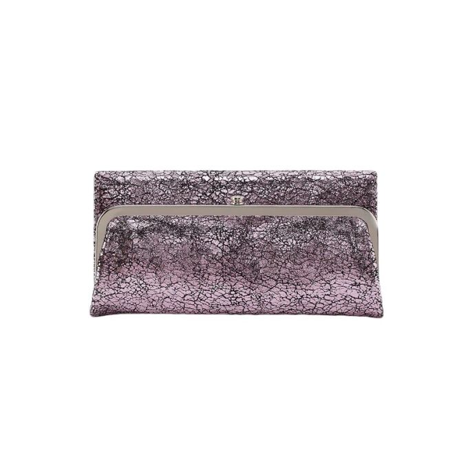 HOBO Rachel Continental Wallet, Blush Crackle Metallic Leather