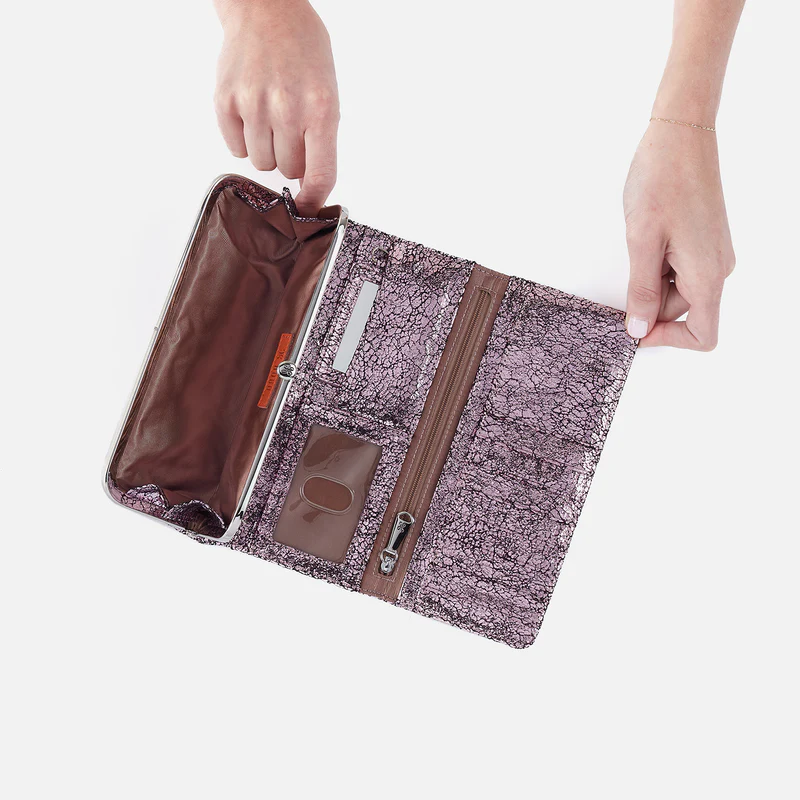 HOBO Rachel Continental Wallet, Blush Crackle Metallic Leather