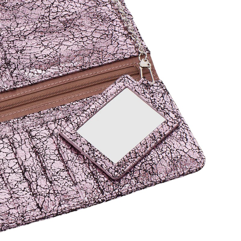 HOBO Rachel Continental Wallet, Blush Crackle Metallic Leather