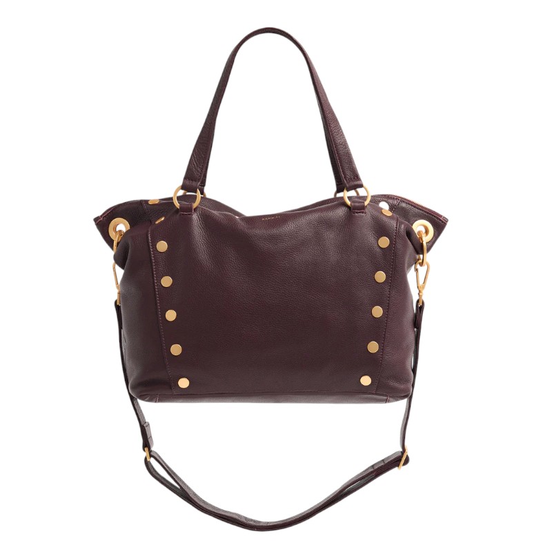 Hammitt Daniel Large Top Handle Bag, Cabernet Pebble and Brushed Yellow Gold Hardware