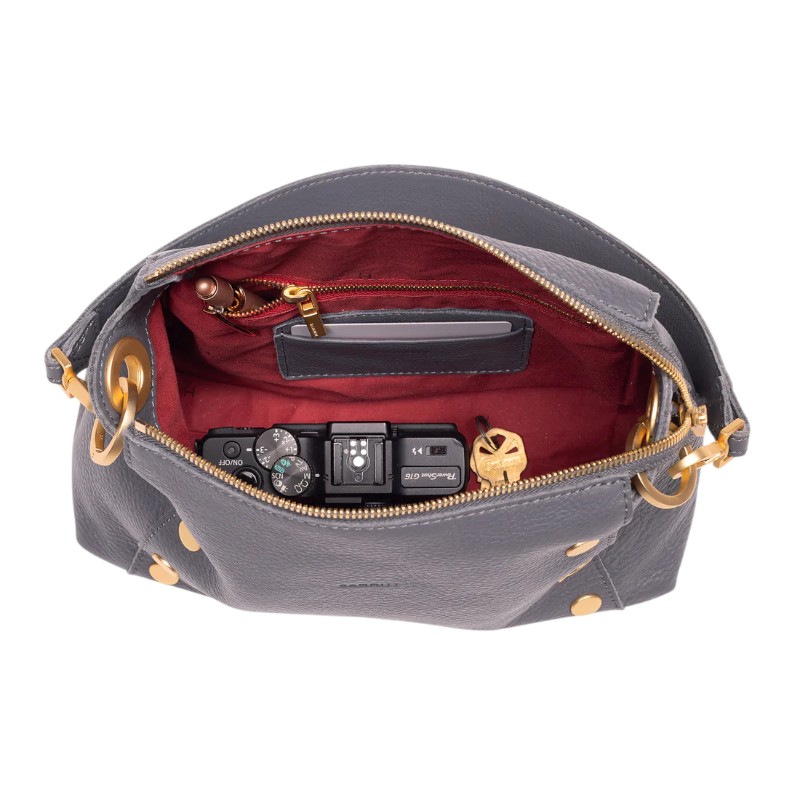 Hammitt Bryant Medium Shoulder Bag, Sonnet Grey and Brushed Yellow Gold Hardware