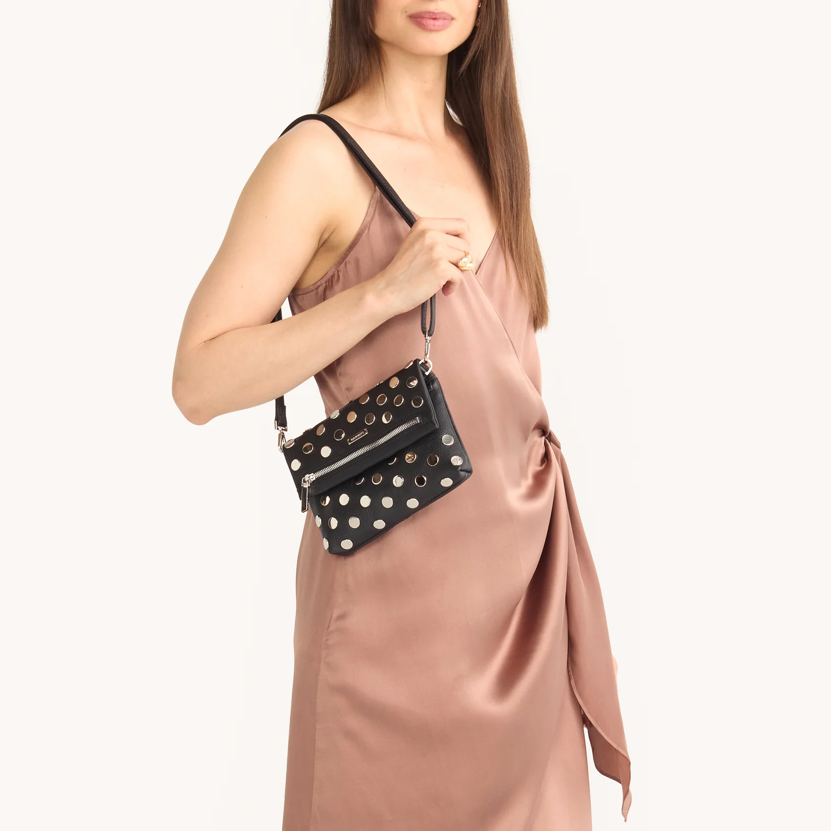 clear riveted crossbody bag | silver main image 1