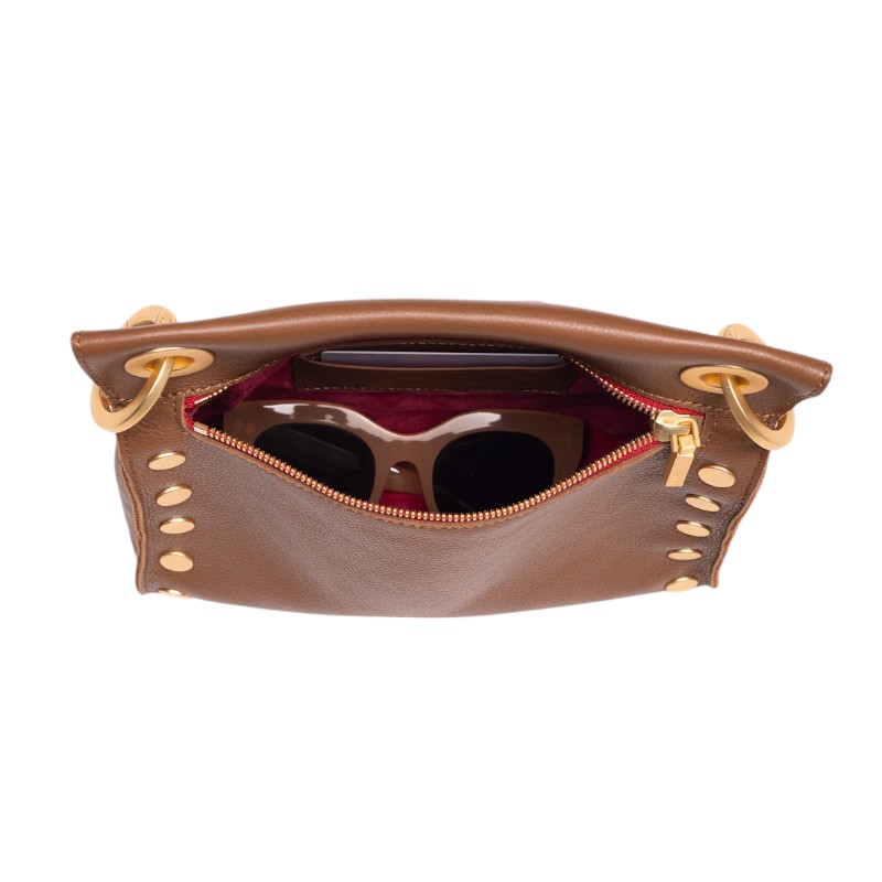 Hammitt Tony Medium Crossbody, Mahogany Pebble and Brushed Yellow Gold Hardware