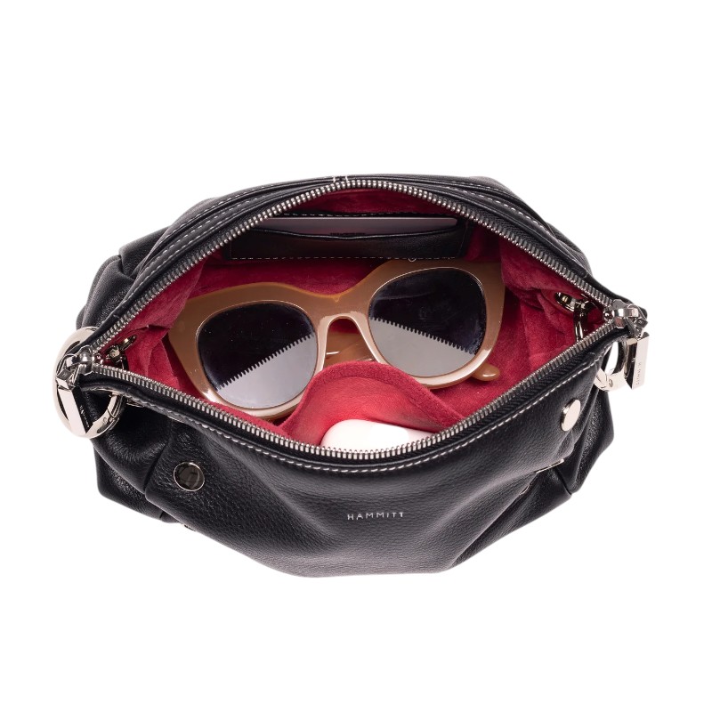 Hammitt Daniel Small Crossbody, Tempo Black and Silver Hardware