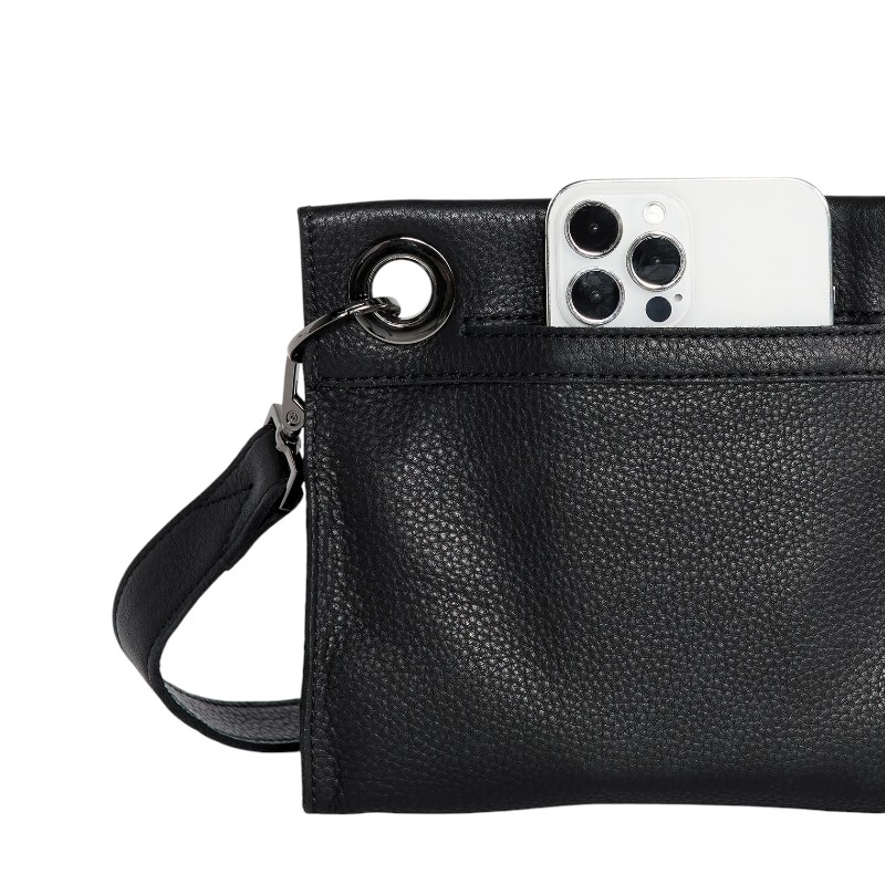 Hammitt Tony Small Crossbody, Black and Gunmetal Hardware