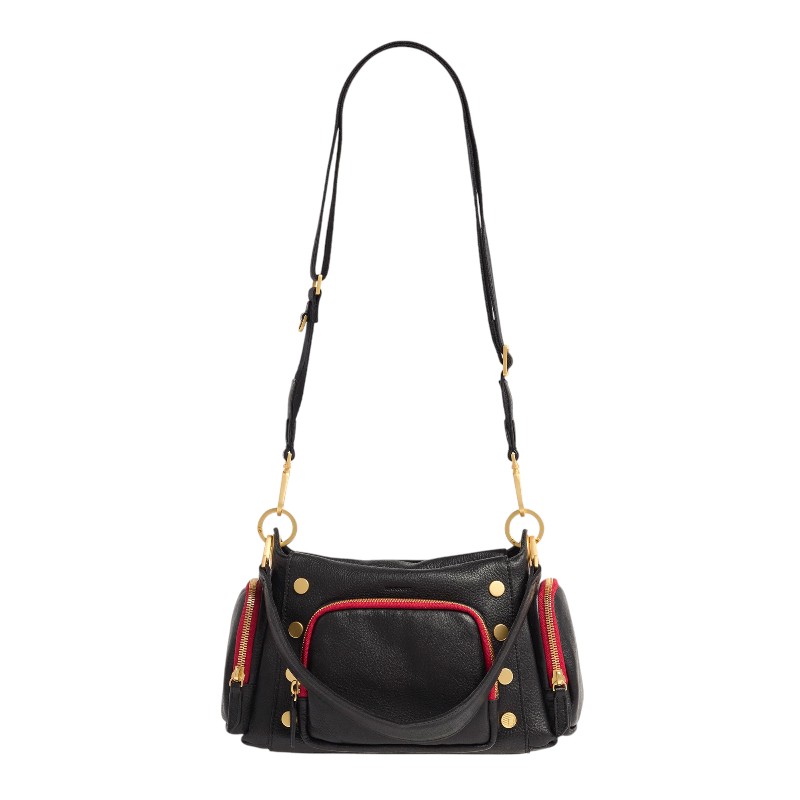 Hammitt Bryant Medium Shoulder Bag, Cargo Black and Brushed Yellow Gold Hardware