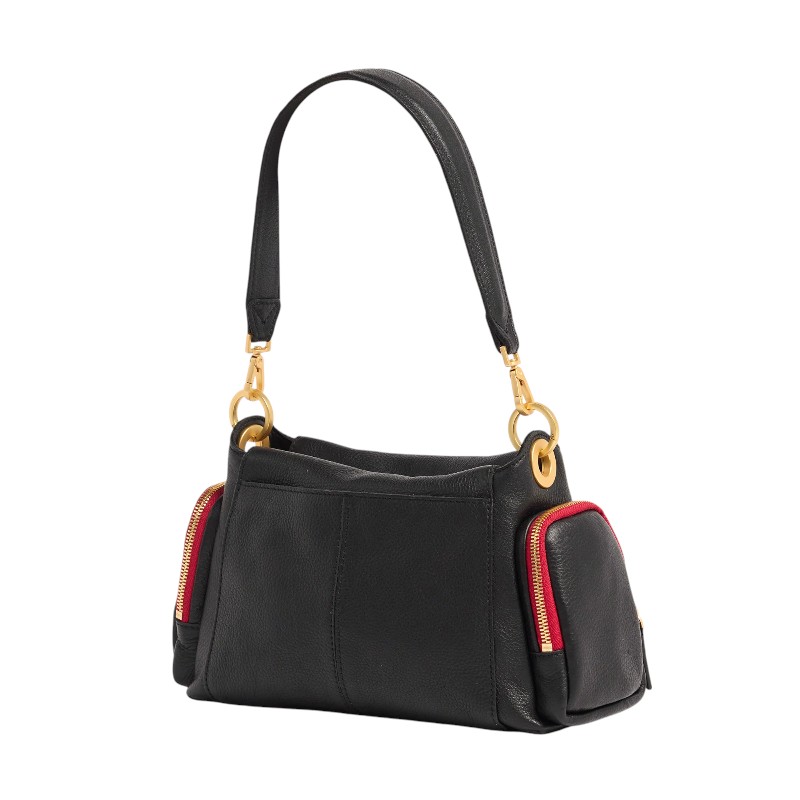 Hammitt Bryant Medium Shoulder Bag, Cargo Black and Brushed Yellow Gold Hardware