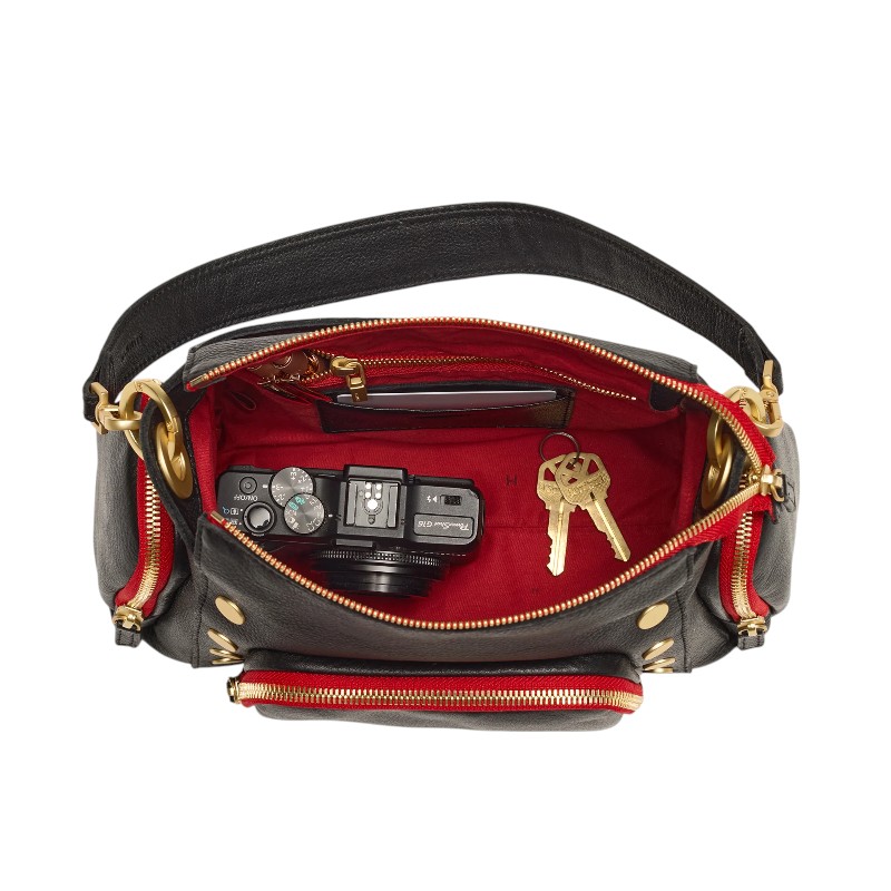 Hammitt Bryant Medium Shoulder Bag, Cargo Black and Brushed Yellow Gold Hardware