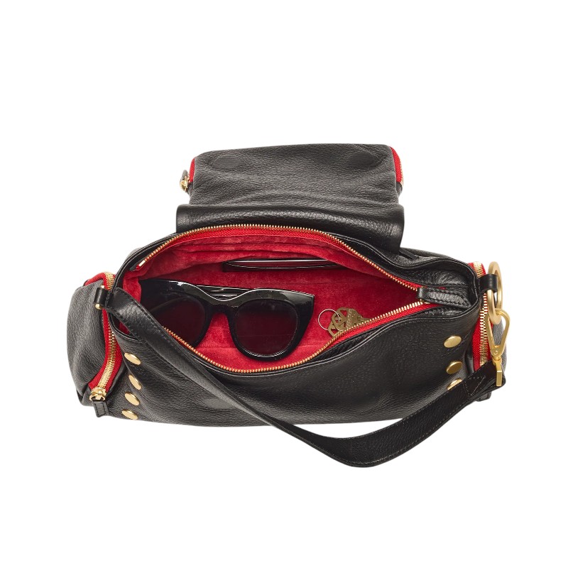 Hammitt VIP Satchel Shoulder Bag, Cargo Black and Brushed Yellow Gold Hardware