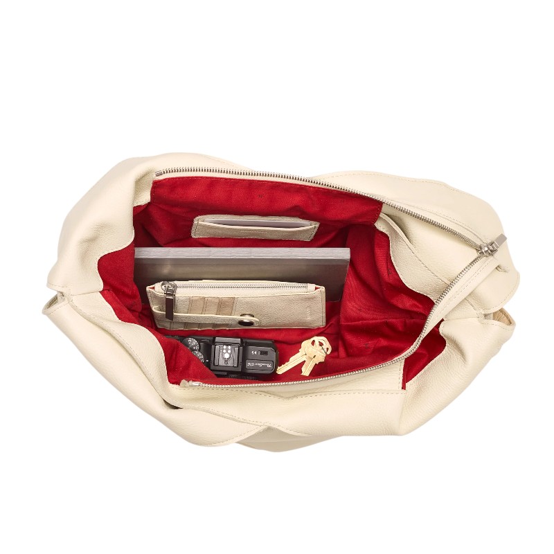 Hammitt Tom Zip Shoulder Bag, Coastal Cream and Brushed Silver Hardware