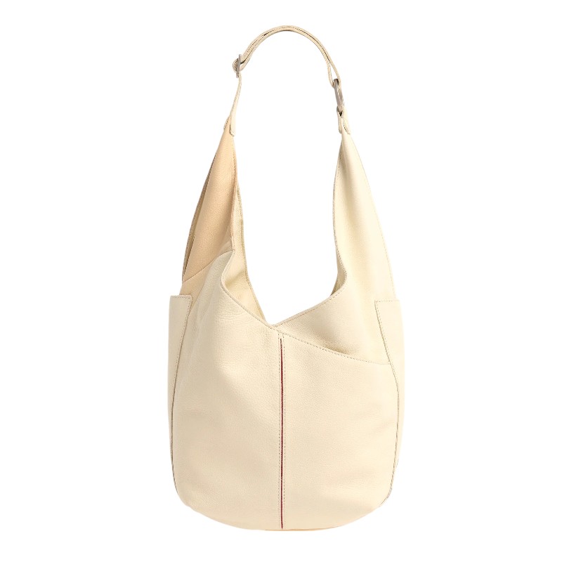 Hammitt Tom Zip Shoulder Bag, Coastal Cream and Brushed Silver Hardware