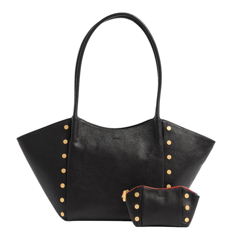 Hammitt Paul Large Shoulder Bag, Black and Brushed Yellow Gold Hardware