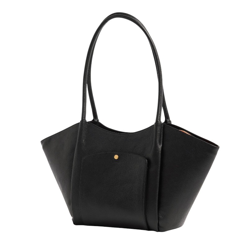 Hammitt Paul Large Shoulder Bag, Black and Brushed Yellow Gold Hardware