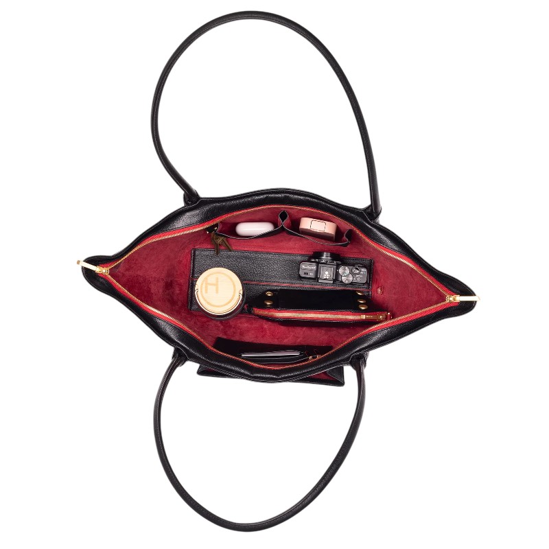 Hammitt Paul Large Shoulder Bag, Black and Brushed Yellow Gold Hardware