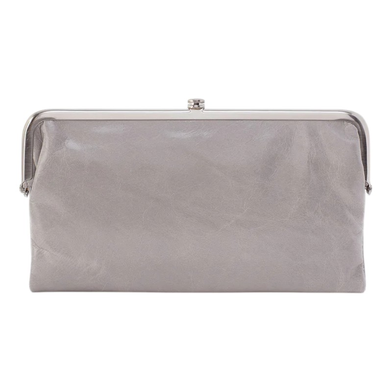 HOBO Lauren Clutch Wallet, Light Grey Polished Leather