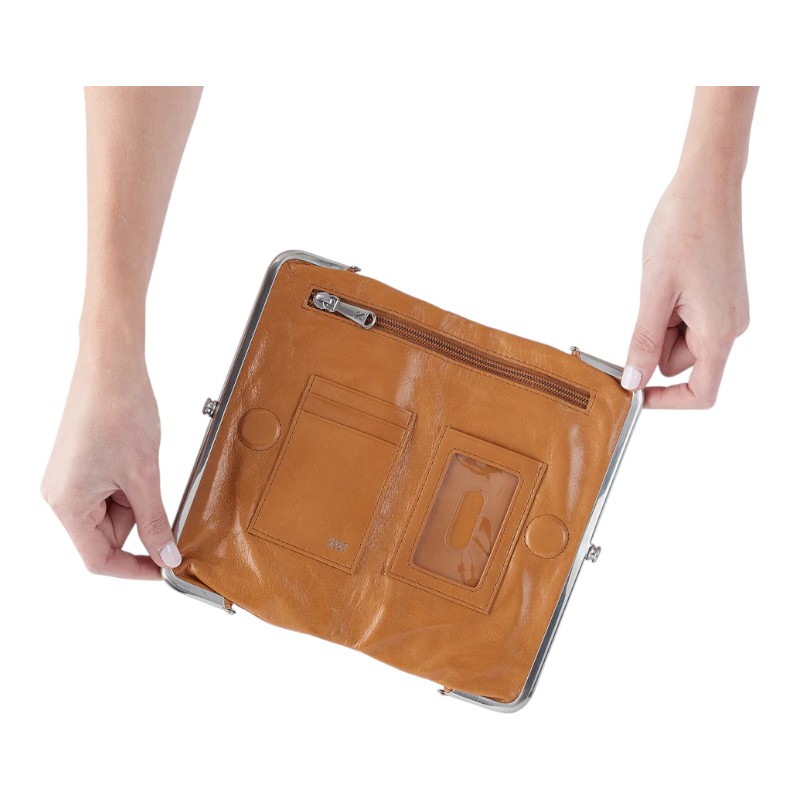 HOBO Lauren Clutch Wallet, Natural Polished Leather