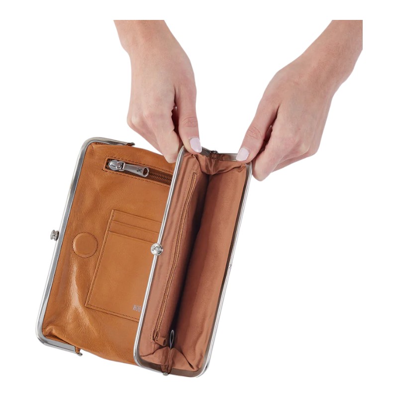 HOBO Lauren Clutch Wallet, Natural Polished Leather