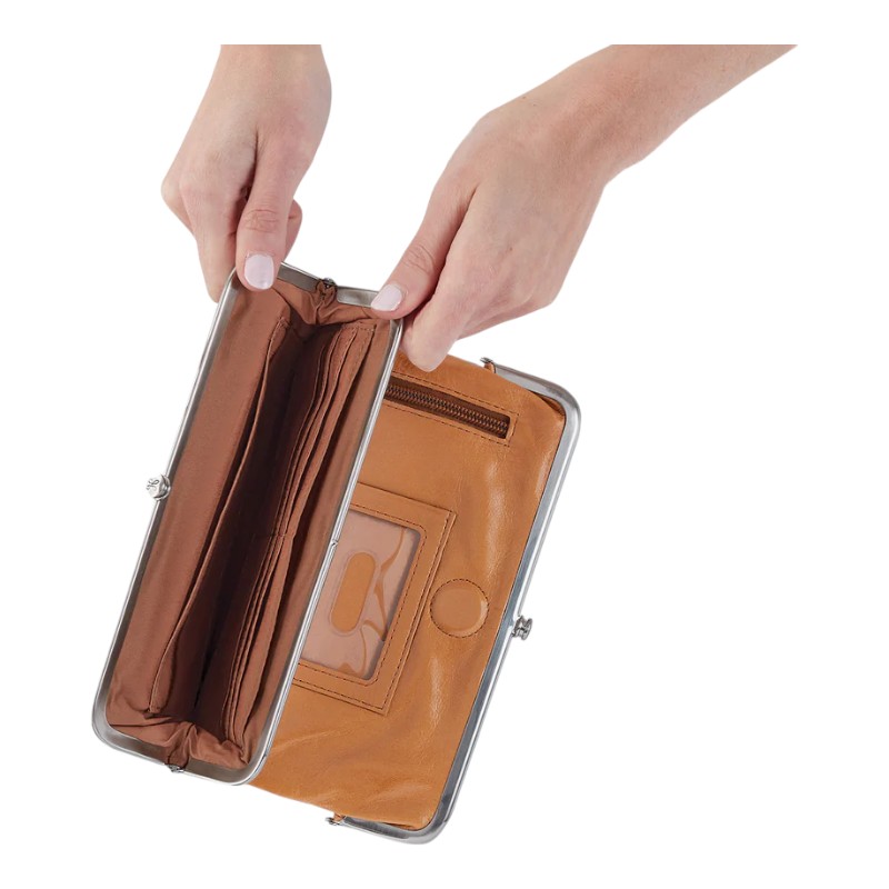 HOBO Lauren Clutch Wallet, Natural Polished Leather