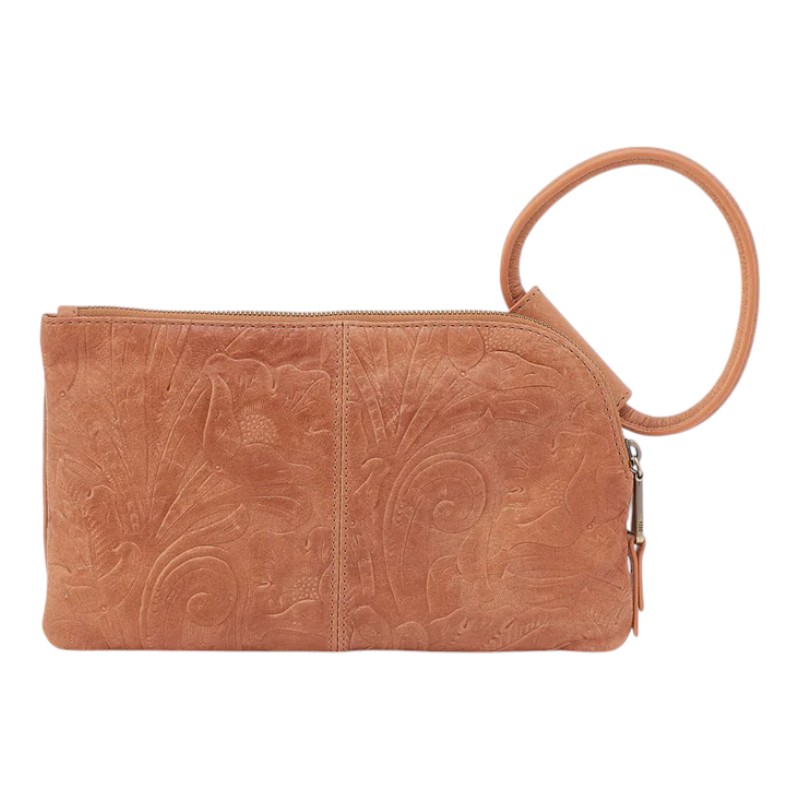 HOBO Sable Wristlet, Saddle Tooled Embossed Leather
