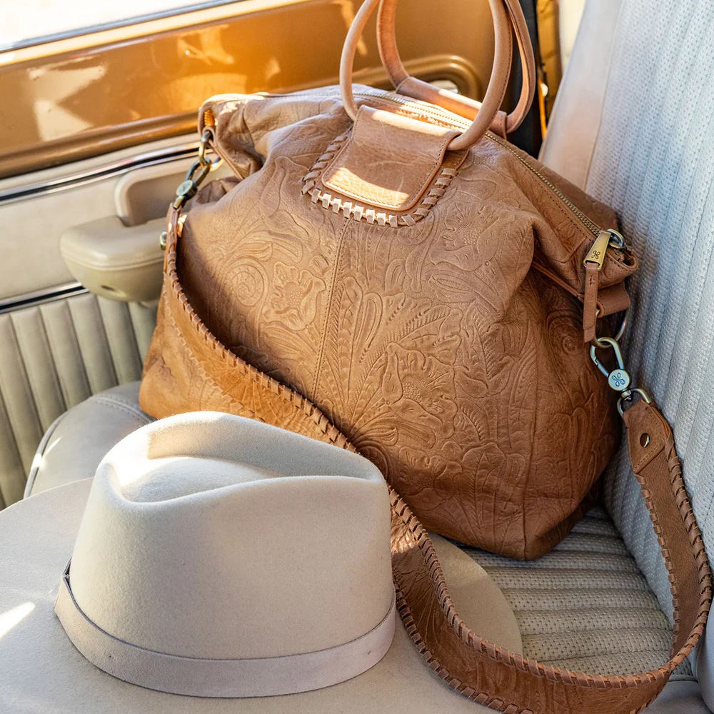 HOBO Sheila Large Satchel, Saddle Tooled Embossed Leather