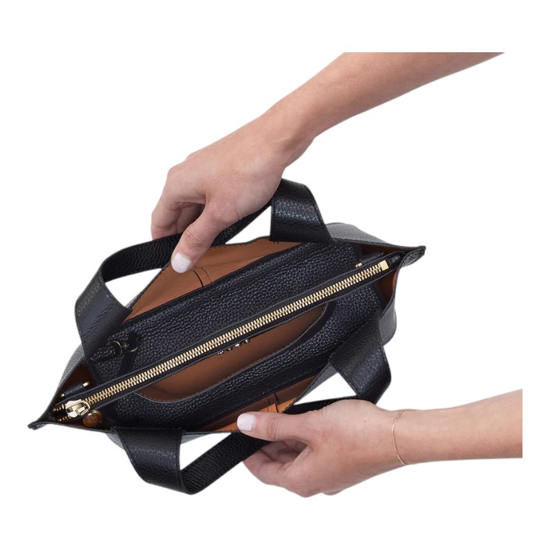 HOBO Vida Small Tote, Black Micro Pebbled Leather