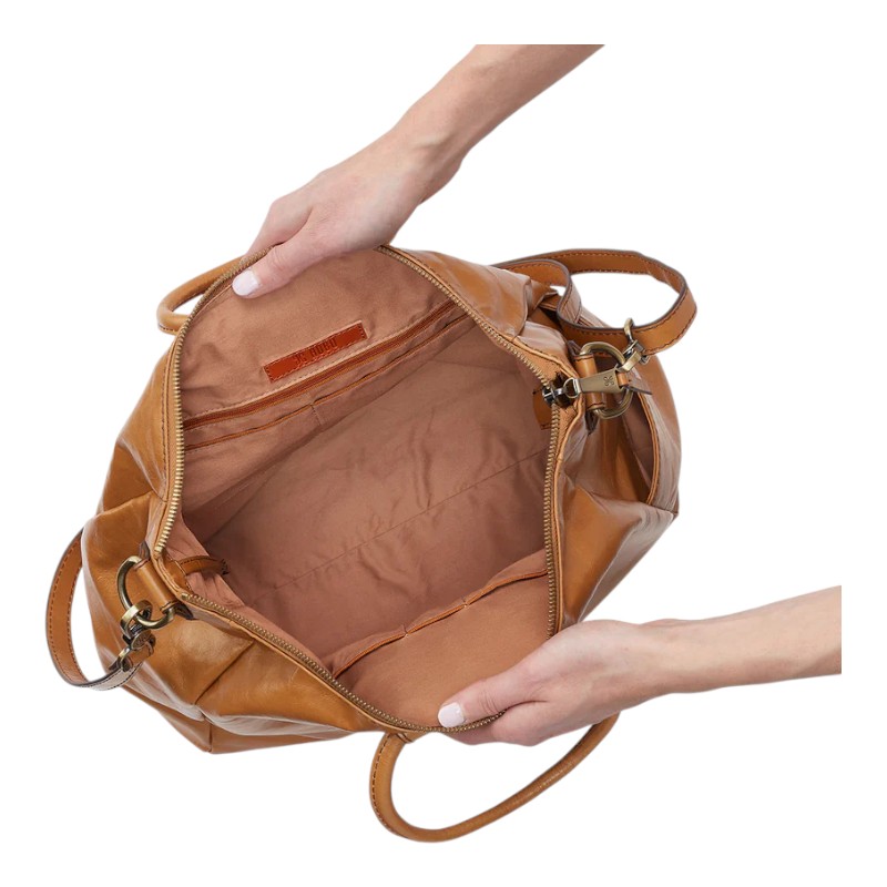 HOBO Sheila Large Satchel, Natural Polished Leather