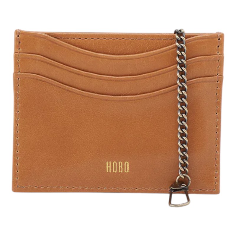 HOBO Max Card Case, Natural Polished Leather