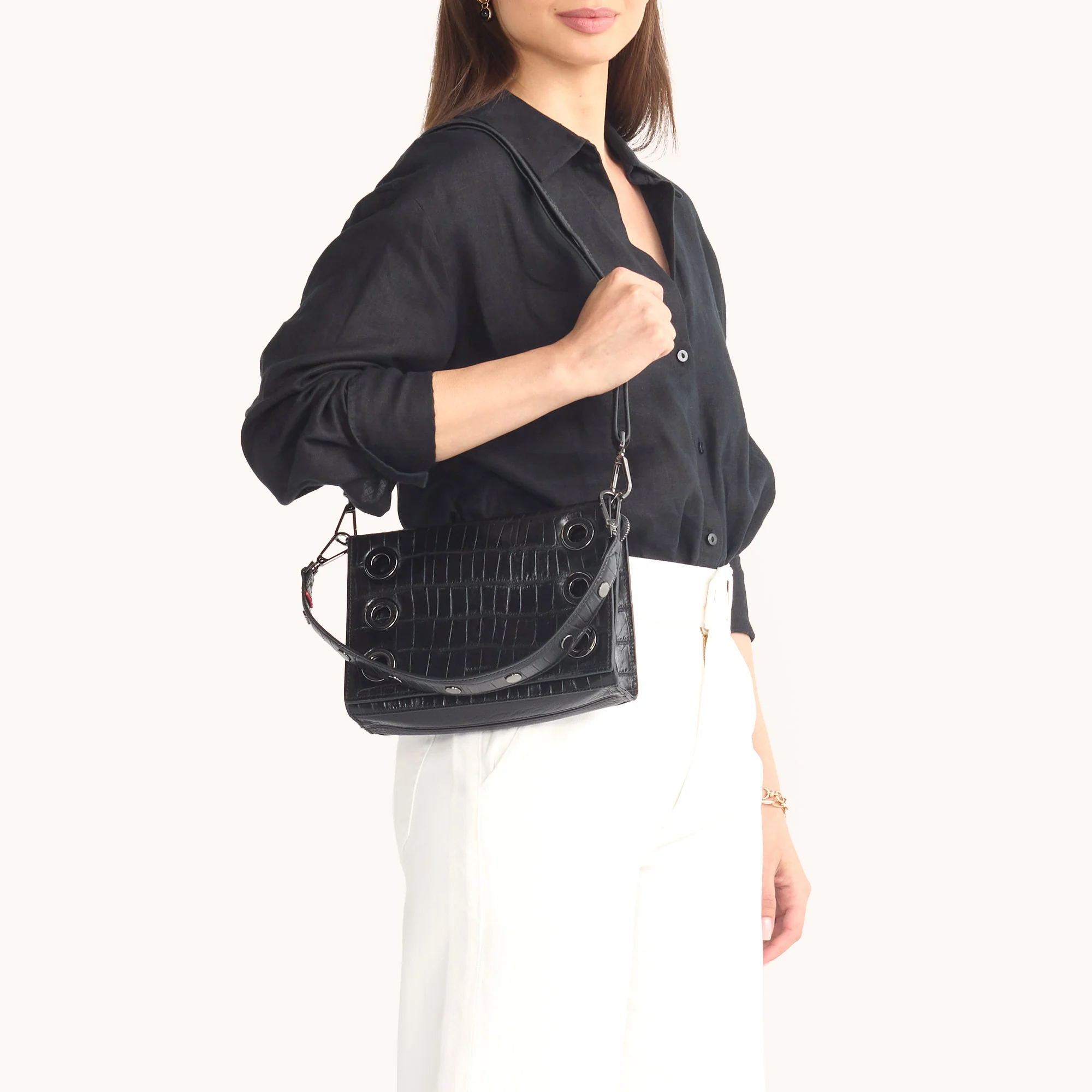 Hammitt Montana Small Clutch, Evening Crocco and Gunmetal Hardware