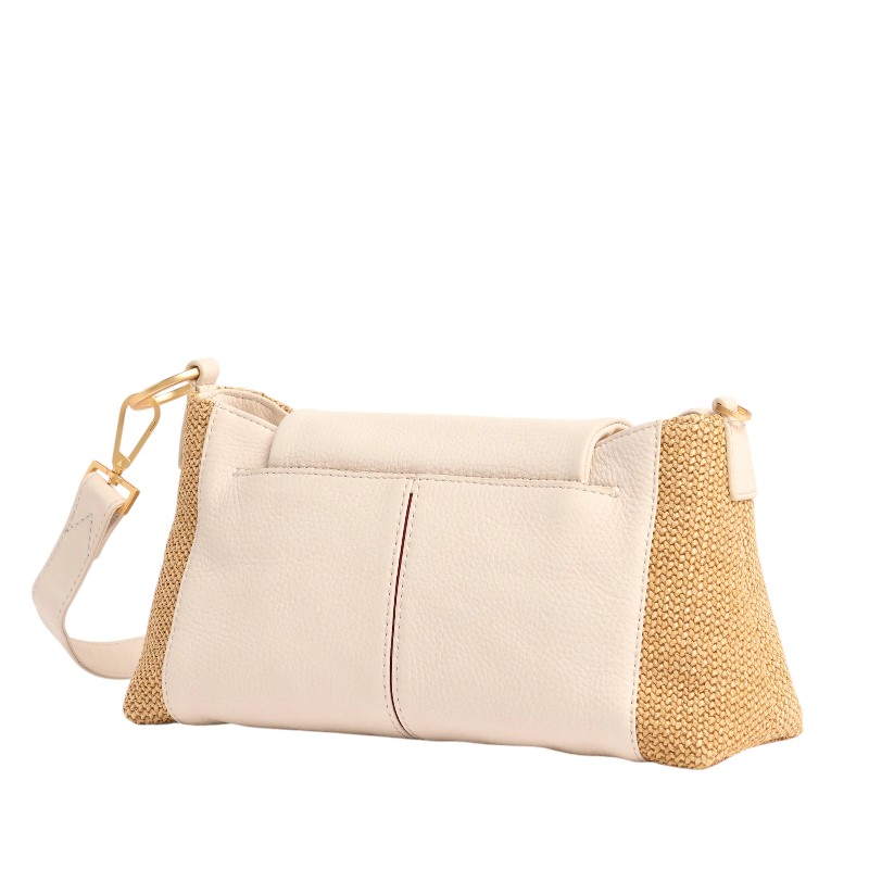 Hammitt VIP Satchel Shoulder Bag, Calla Lily White Raffia and Brushed Gold Hardware