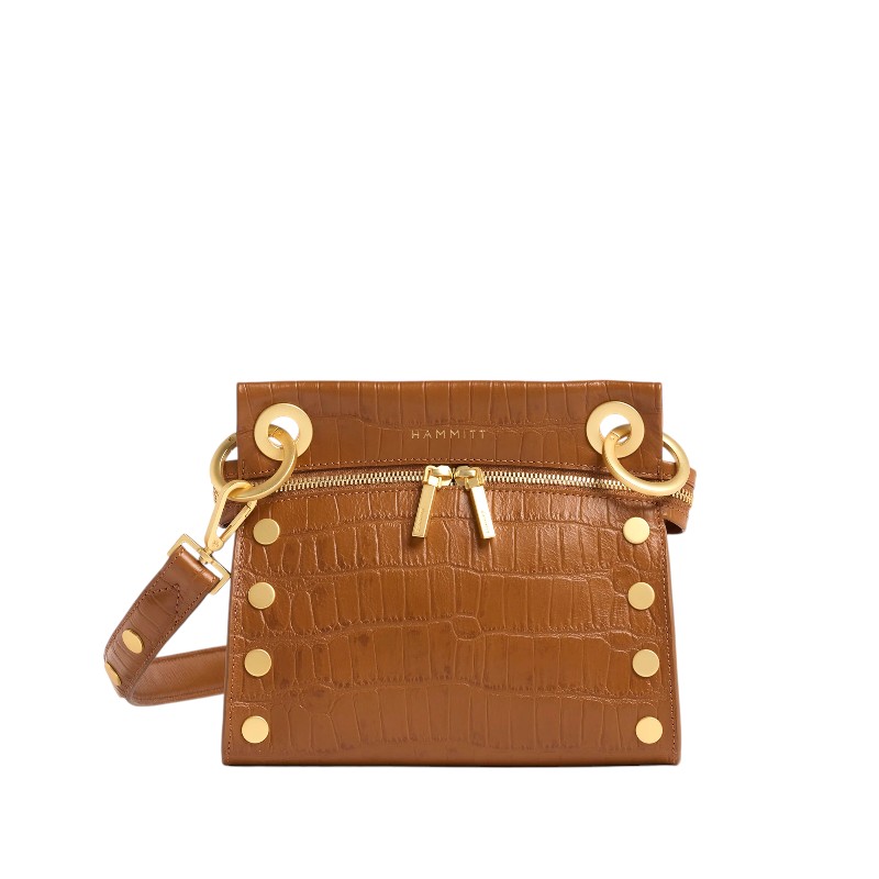 Hammitt Tony Small Crossbody, Canyon Crocco and Brushed Gold Hardware