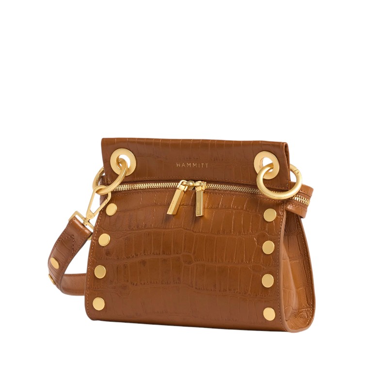 Hammitt Tony Small Crossbody, Canyon Crocco and Brushed Gold Hardware