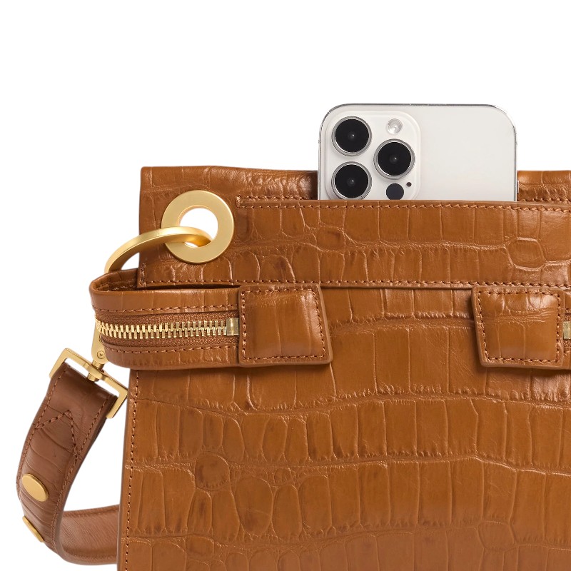 Hammitt Tony Small Crossbody, Canyon Crocco and Brushed Gold Hardware