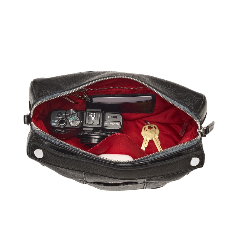 Hammitt Evan Medium Crossbody, Black Weave and Silver Hardware