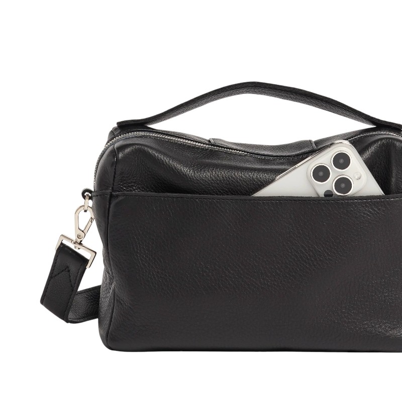 Hammitt Evan Medium Crossbody, Black Weave and Silver Hardware