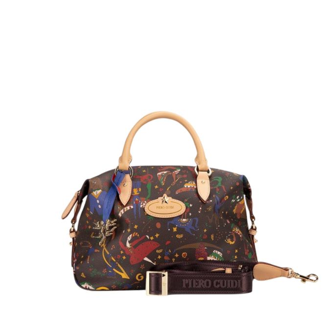 Piero Guidi Magic Circus Julia Bauletto Satchel Top Handle Bag, Brown