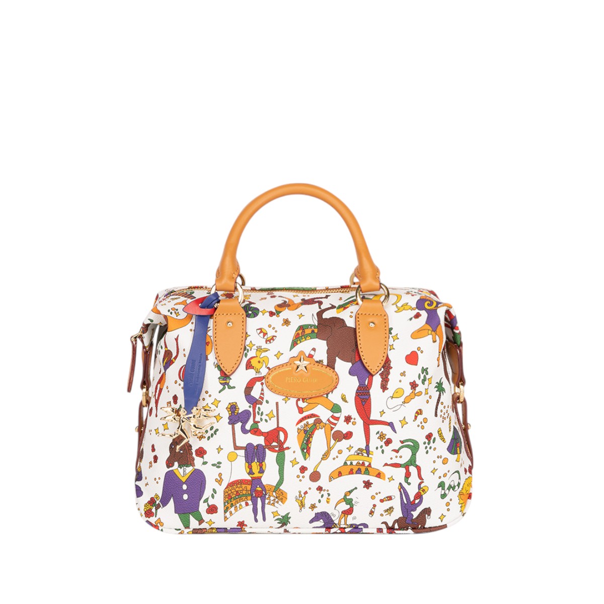 Piero Guidi Magic Circus Julia Bauletto Satchel Top Handle Bag, White