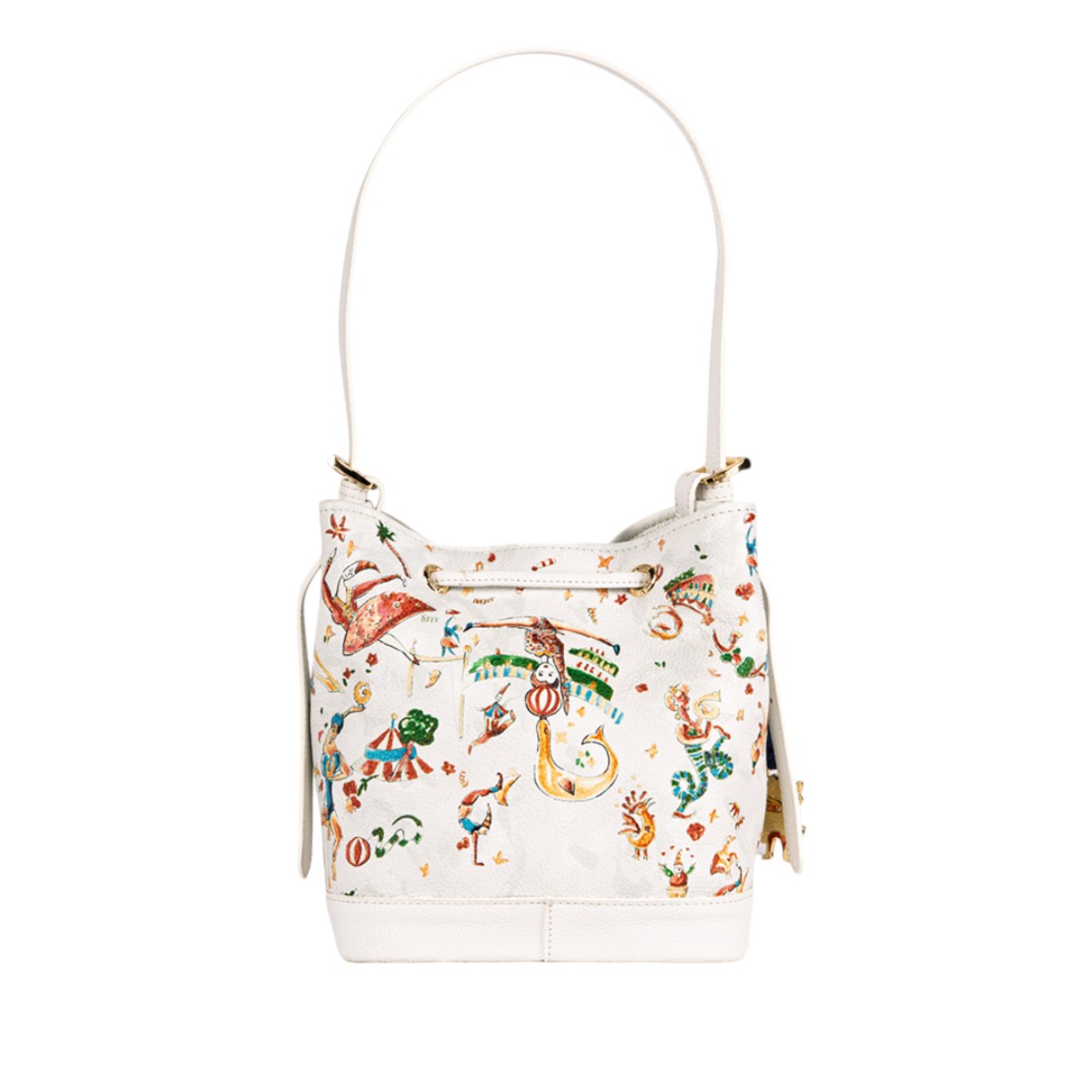 Piero Guidi Magic Circus Carola Secchiello Bucket Bag, White