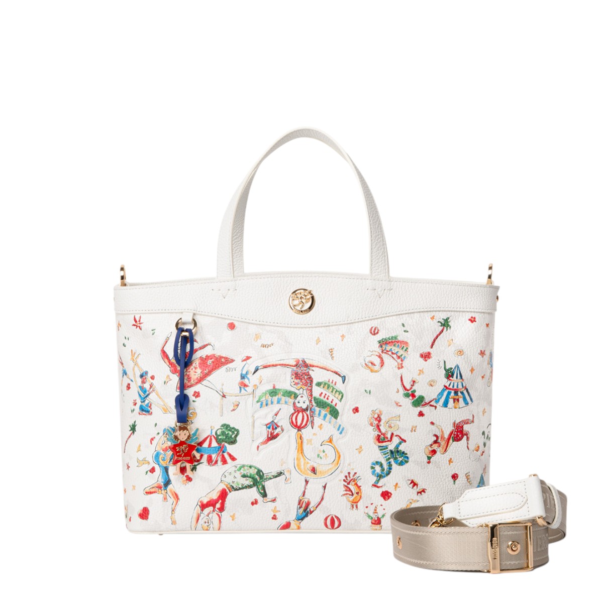 Piero Guidi Magic Circus Rosalia Bauletto Con Tracolla Satchel Top Handle Bag, White