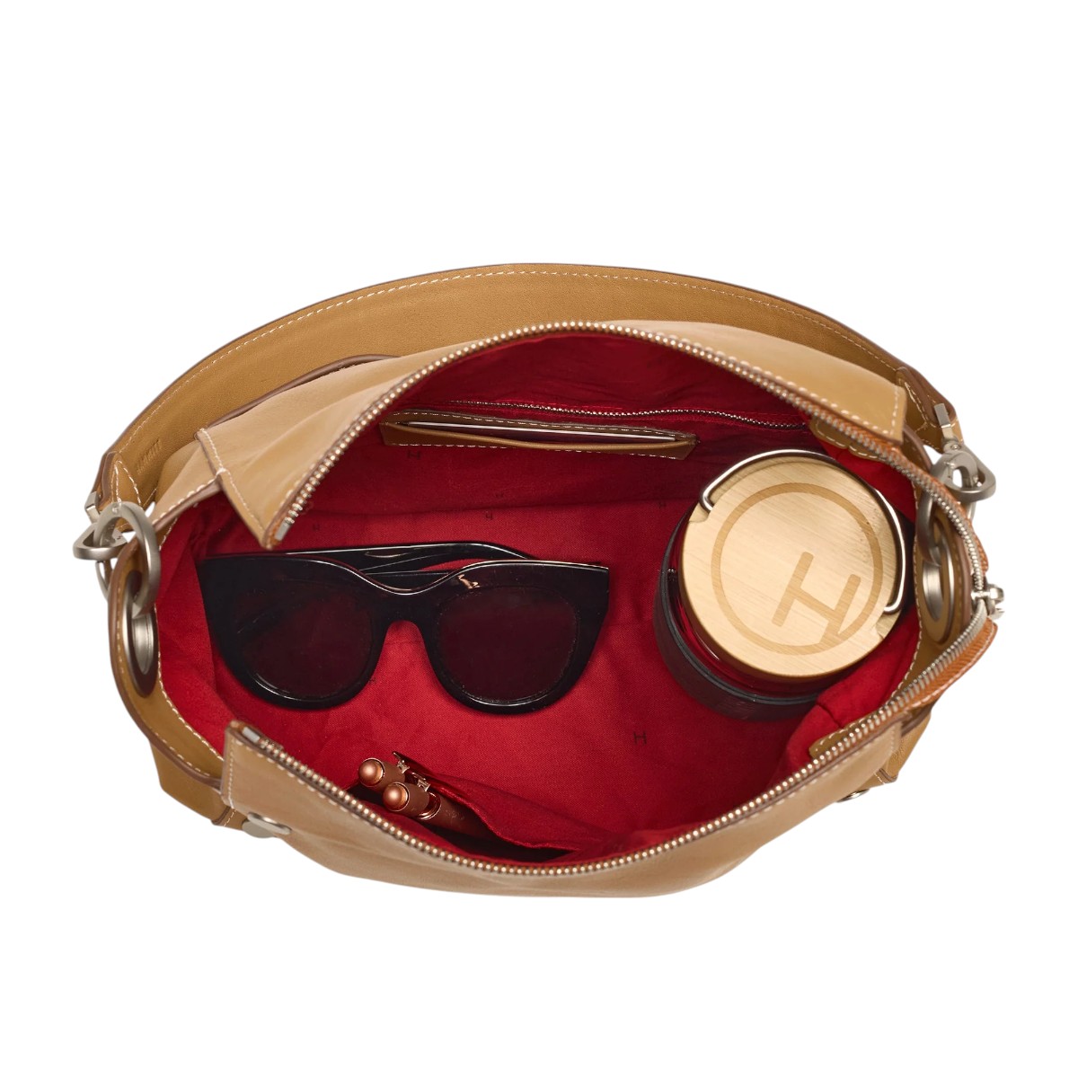 Hammitt Large Bryant Shoulder Bag, Oak Edge and Brushed Silver Hardware