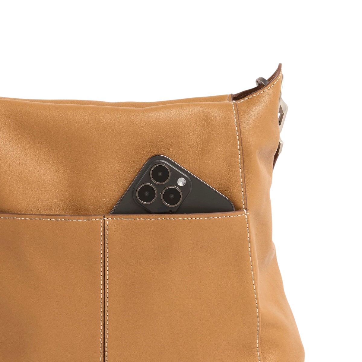 Hammitt Large Bryant Shoulder Bag, Oak Edge and Brushed Silver Hardware