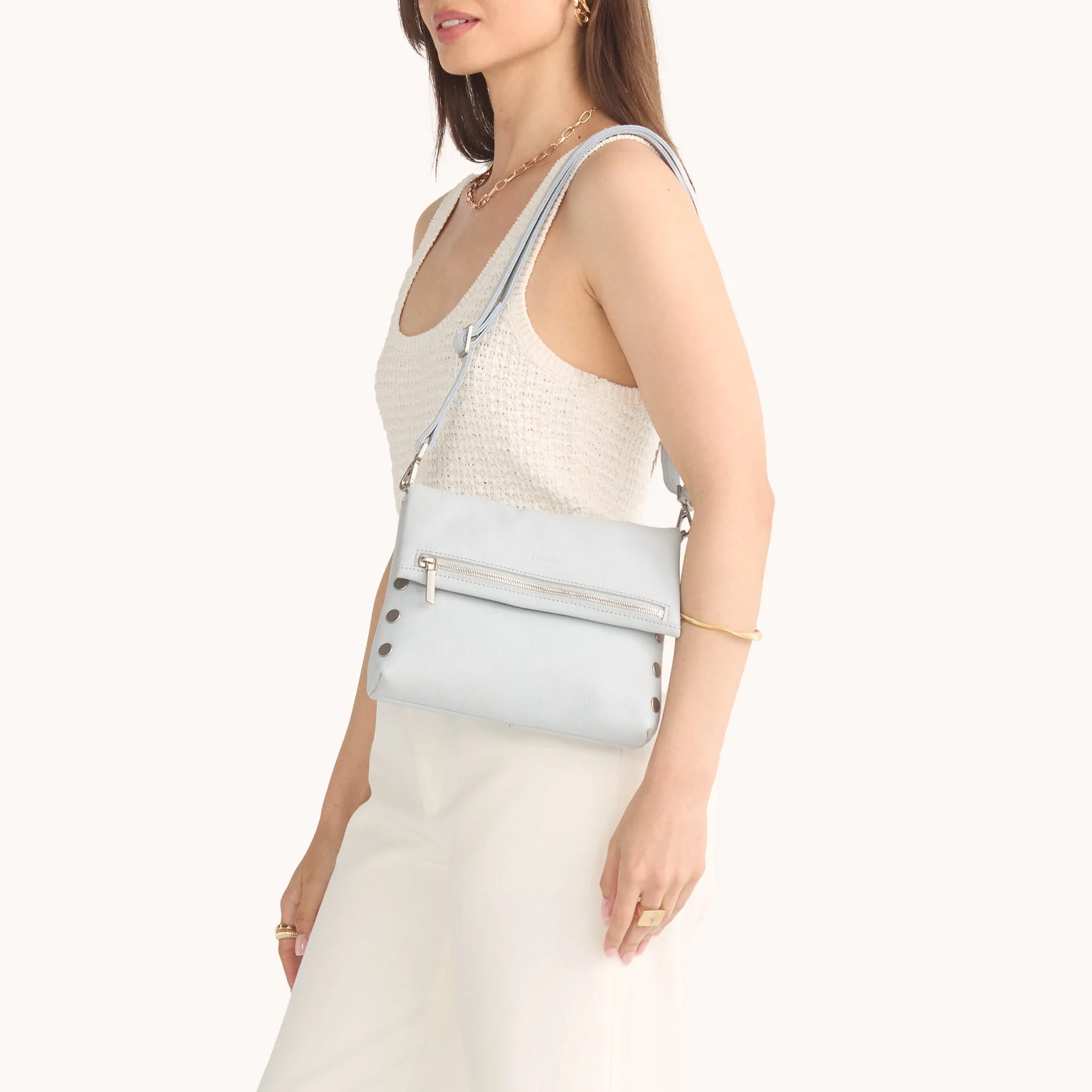 Hammitt Medium VIP Crossbody Bag, Bluebird and Brushed Silver Hardware