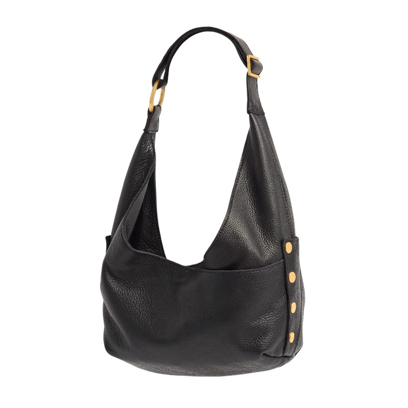 Hammitt Tom Zip Medium Shoulder Bag, Black and Brushed Gold